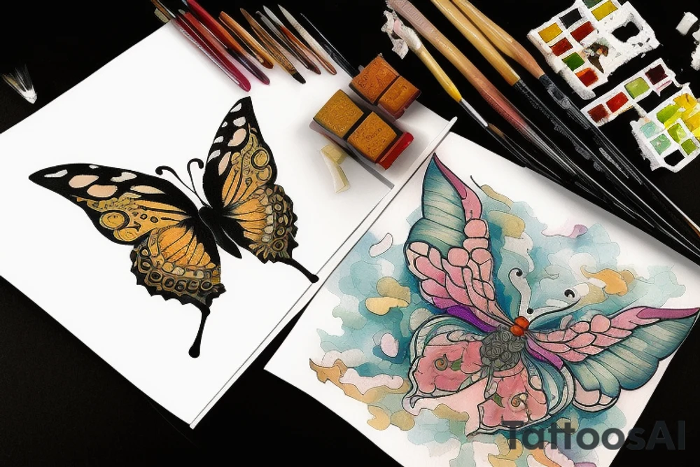 a butterfly- made of a ming vase- broken and glued back together with goldleaf tattoo idea