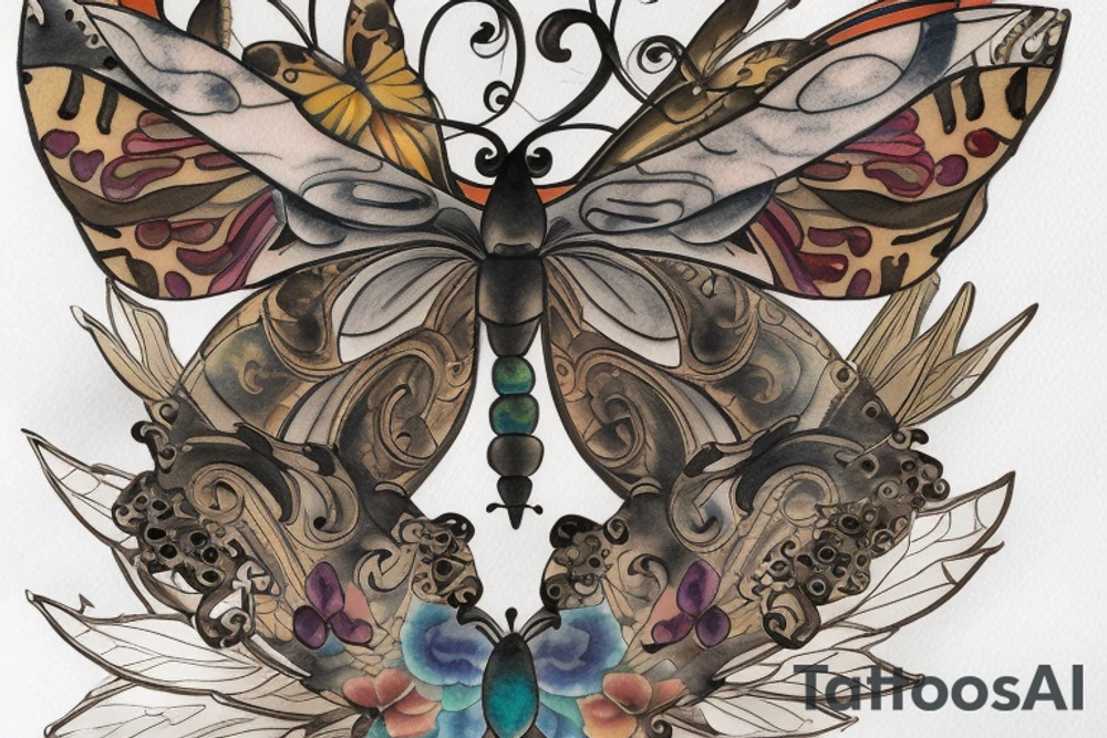 a butterfly- made of a ming vase- broken and glued back together with goldleaf tattoo idea