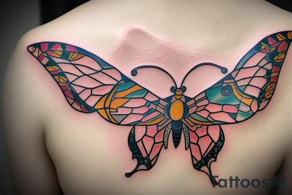 a butterfly- made of a ming vase- broken and glued back together with goldleaf tattoo idea