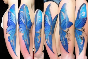 a butterfly made of a blue and white ming vase broken and glued back together with goldleaf tattoo idea