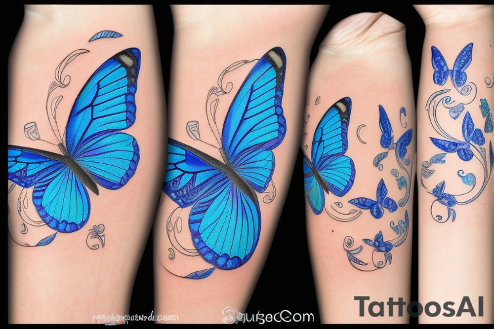 a butterfly made of a blue and white ming vase broken and glued back together with goldleaf tattoo idea