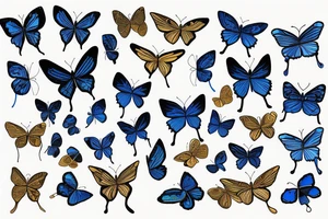 a blue and white kintsugi butterfly gold tattoo idea