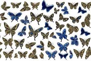 a blue and white kintsugi butterfly gold tattoo idea