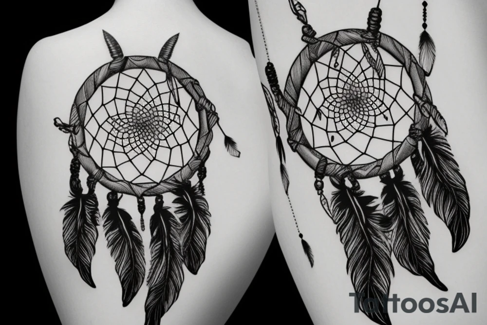 Psychedelic dreamcatcher tattoo idea