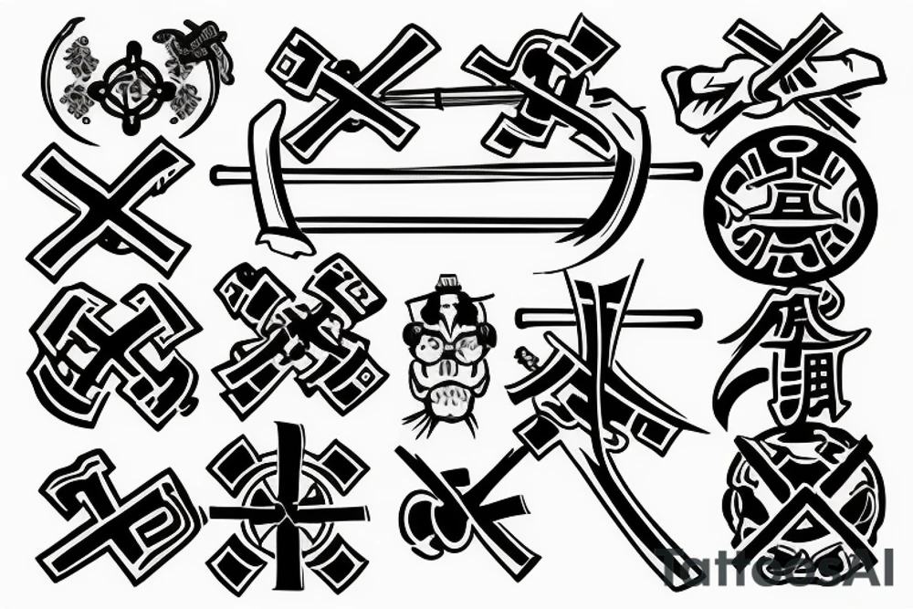 Cross with a samurai tattoo idea
