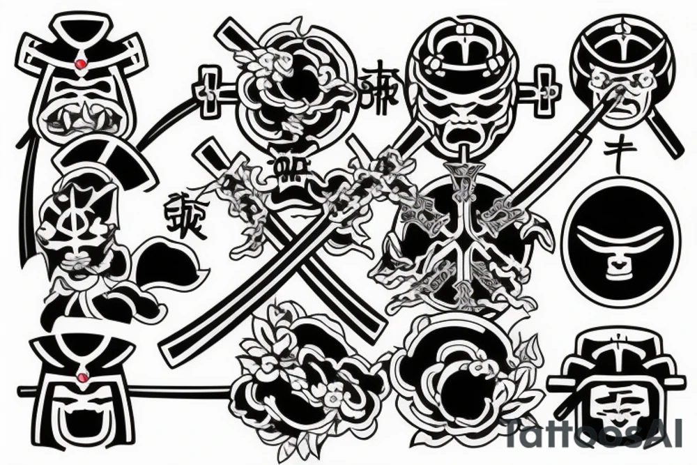 Cross with a samurai tattoo idea