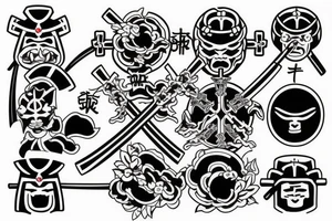 Cross with a samurai tattoo idea