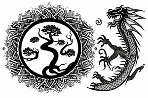 Dragon with tree of life tattoo idea