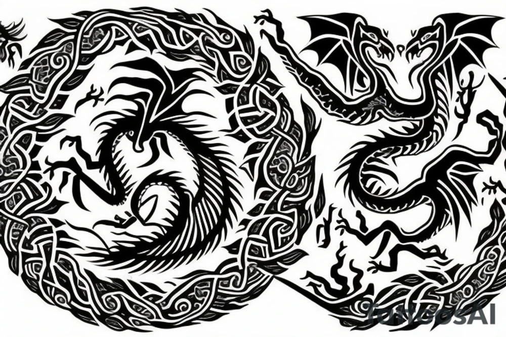 Dragon with tree of life tattoo idea