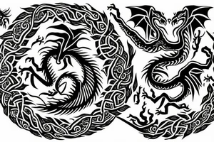 Dragon with tree of life tattoo idea