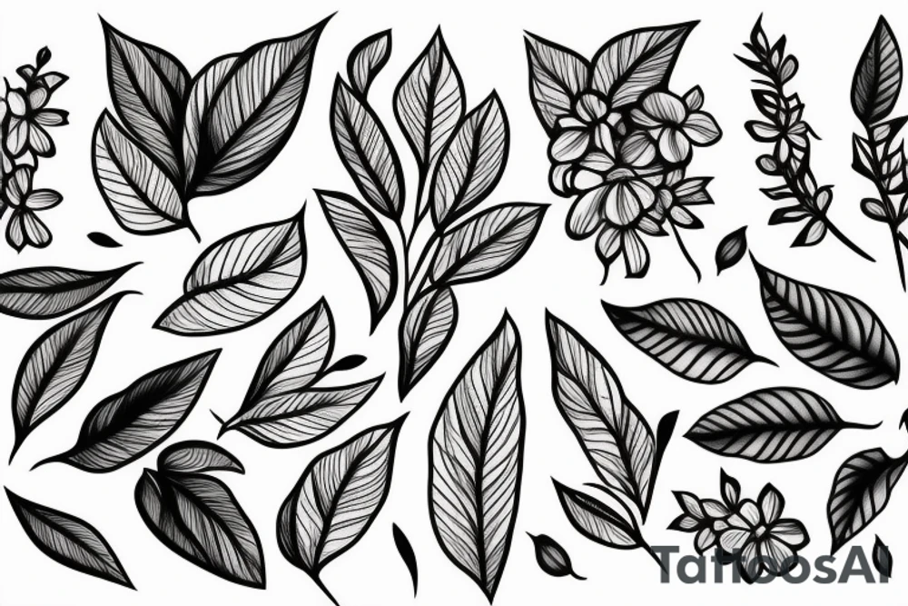 lilac flower with leaves tattoo idea