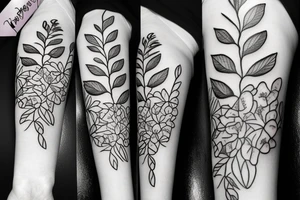 lilac flower with leaves tattoo idea