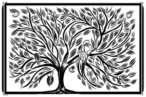 Tree of life with birds and tortoises tattoo idea