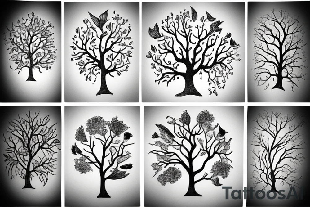 Trees and birds tattoo idea