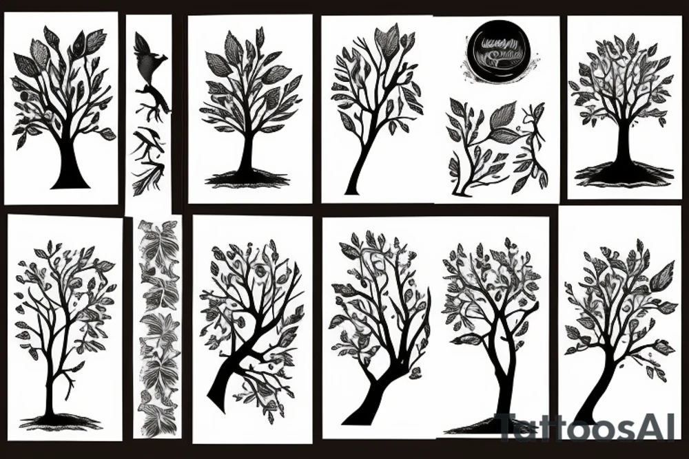 Trees and birds tattoo idea