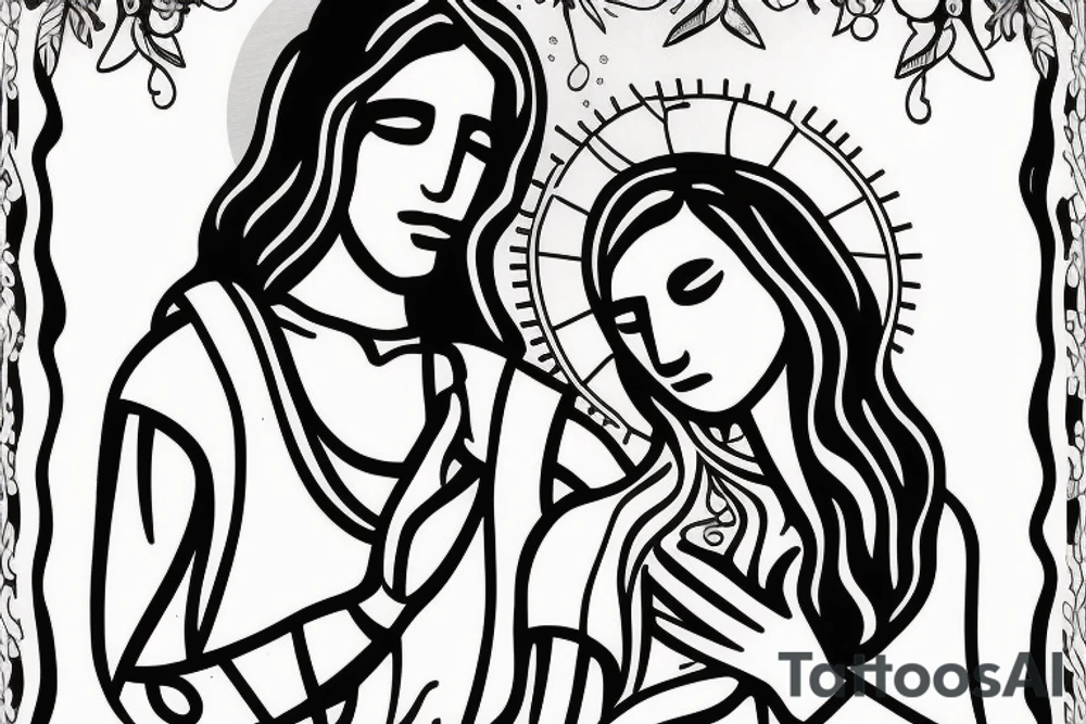 Woman and Jesus on a Raft tattoo idea