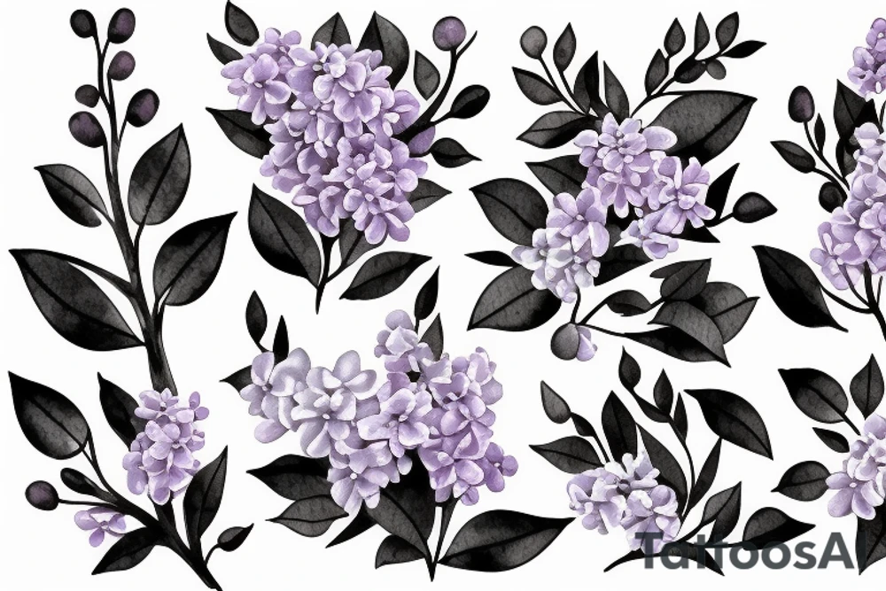 one small bunch of lilac flowers on a branch tattoo idea