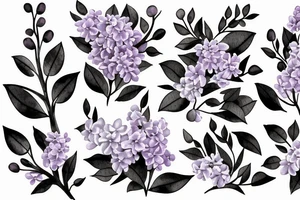 one small bunch of lilac flowers on a branch tattoo idea