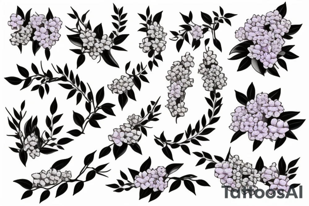 one small bunch of lilac flowers on a branch tattoo idea