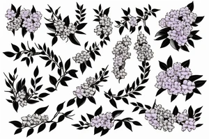one small bunch of lilac flowers on a branch tattoo idea