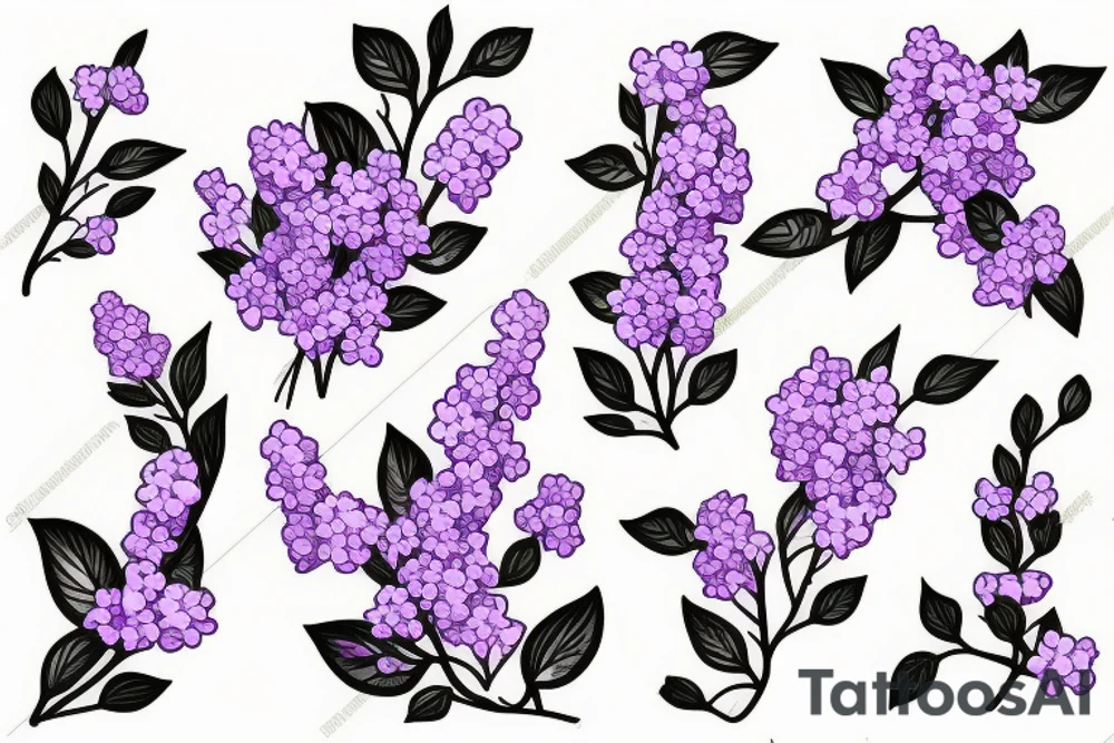 one small bunch of lilac flowers on a branch tattoo idea