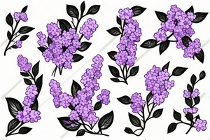 one small bunch of lilac flowers on a branch tattoo idea
