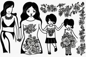 Mom and daughter walking down road tattoo idea