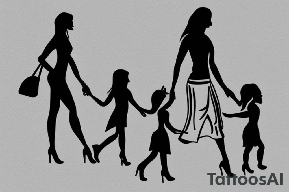 Mom and daughter walking down road tattoo idea