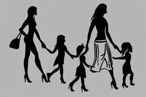 Mom and daughter walking down road tattoo idea
