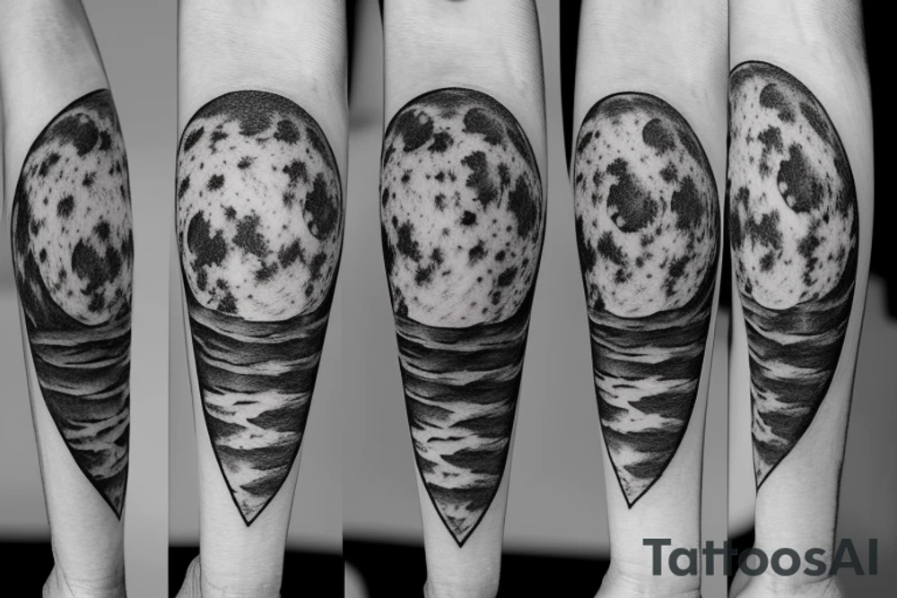 realistic full moon drawing tattoo idea