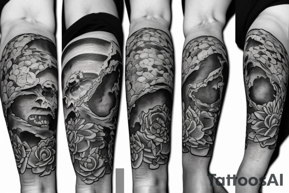 realistic full moon drawing tattoo idea