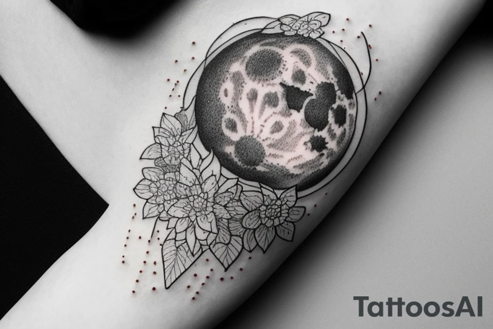 realistic full moon drawing tattoo idea