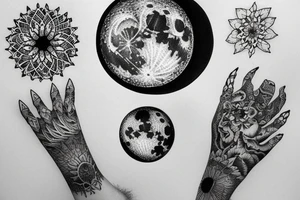 realistic full moon drawing tattoo idea