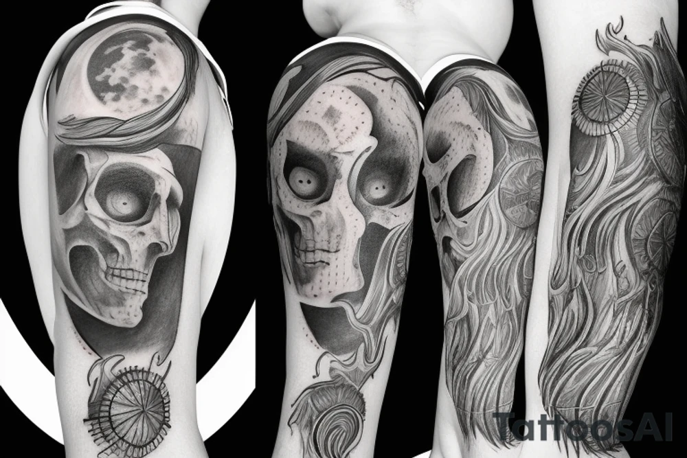 realistic full moon drawing tattoo idea