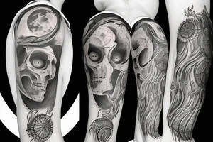 realistic full moon drawing tattoo idea