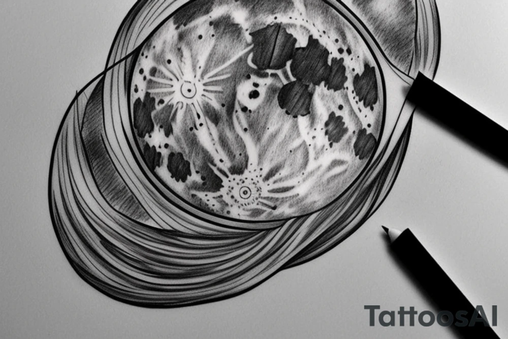 realistic full moon drawing tattoo idea