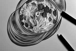 realistic full moon drawing tattoo idea