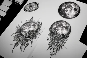realistic full moon drawing tattoo idea