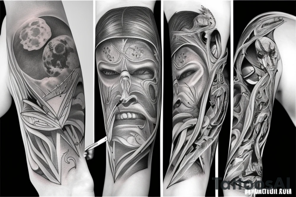 realistic full moon drawing tattoo idea