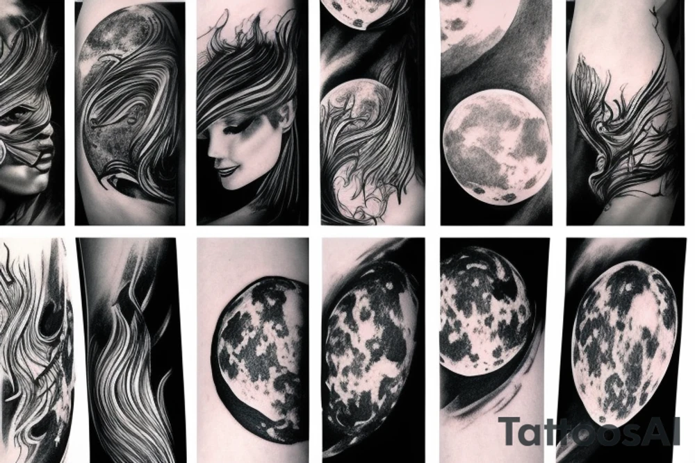 realistic full moon drawing tattoo idea