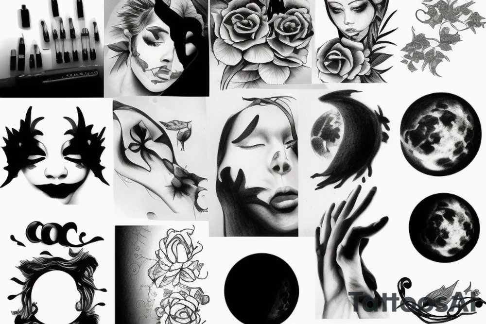 realistic full moon drawing tattoo idea