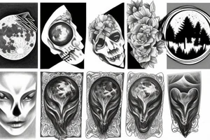 realistic full moon drawing tattoo idea