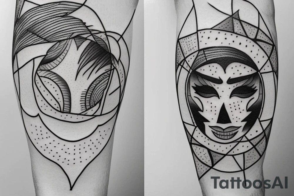 full moon simple lines tattoo idea