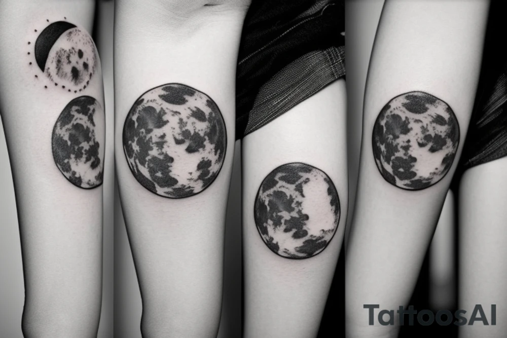 full moon showing craters simple lines tattoo idea