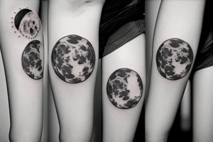 full moon showing craters simple lines tattoo idea