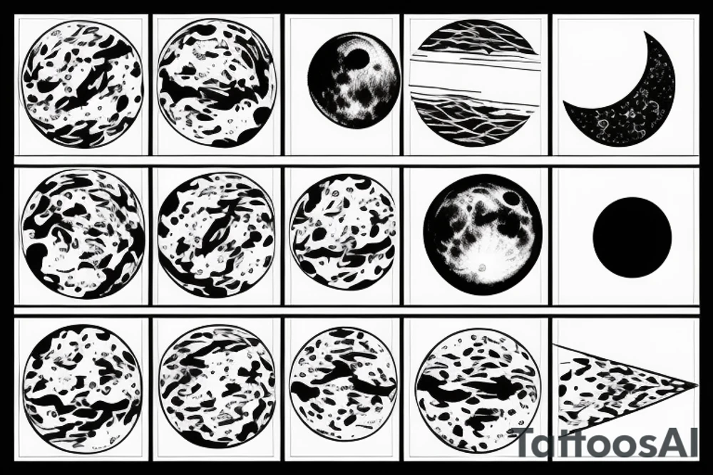 full moon showing craters simple lines tattoo idea