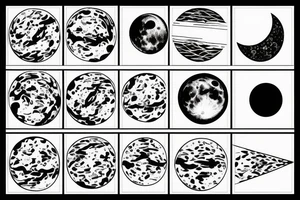 full moon showing craters simple lines tattoo idea