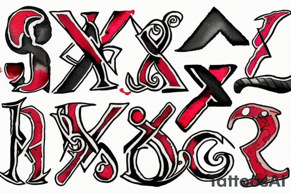 Letter X with blood tattoo idea