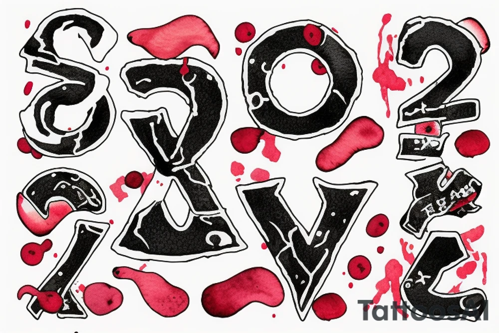 thin letter X with blood tattoo idea