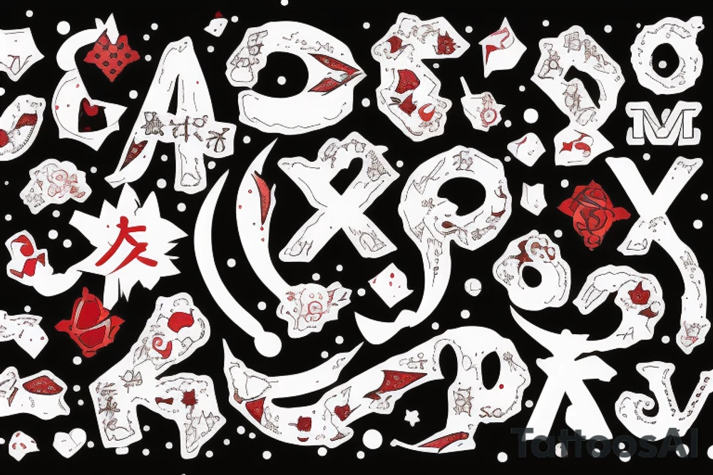 a thin letter X covered with blood tattoo idea